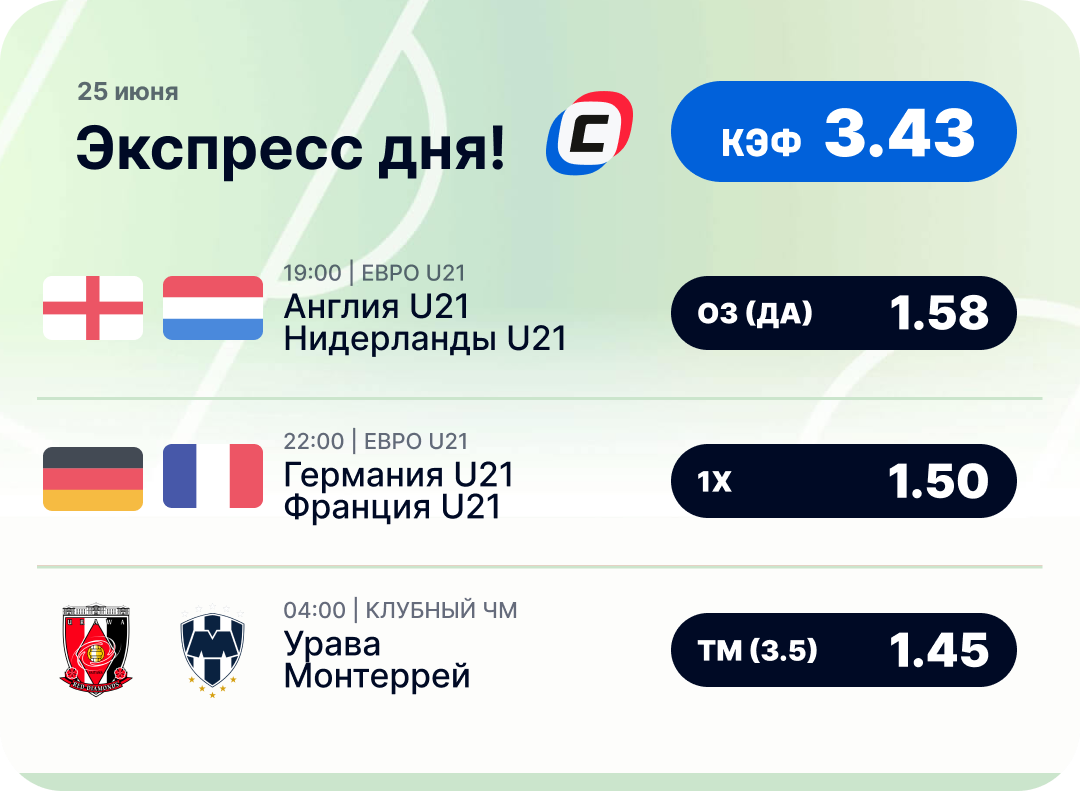 Футбольный экспресс дня на 25 июня №2