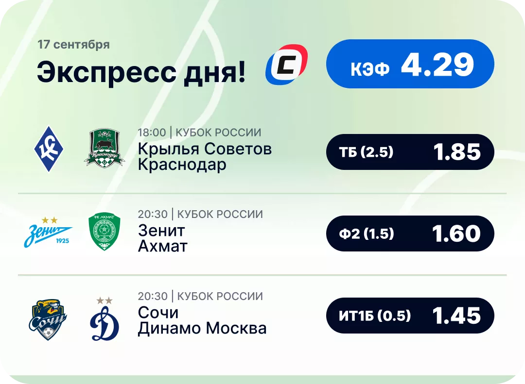 Футбольный экспресс дня на 17 сентября №2