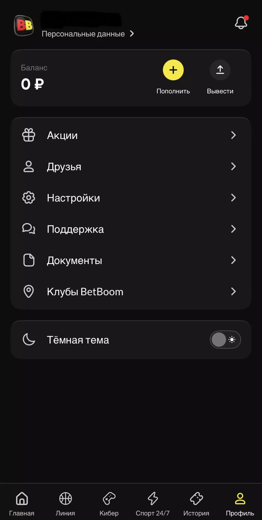 Персональные данные в БК БетБум