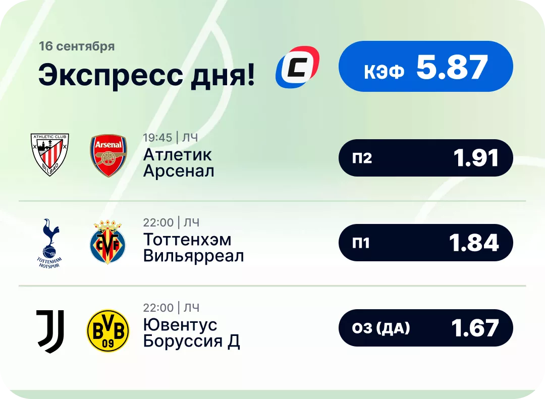 Футбольный экспресс дня на 16 сентября №1