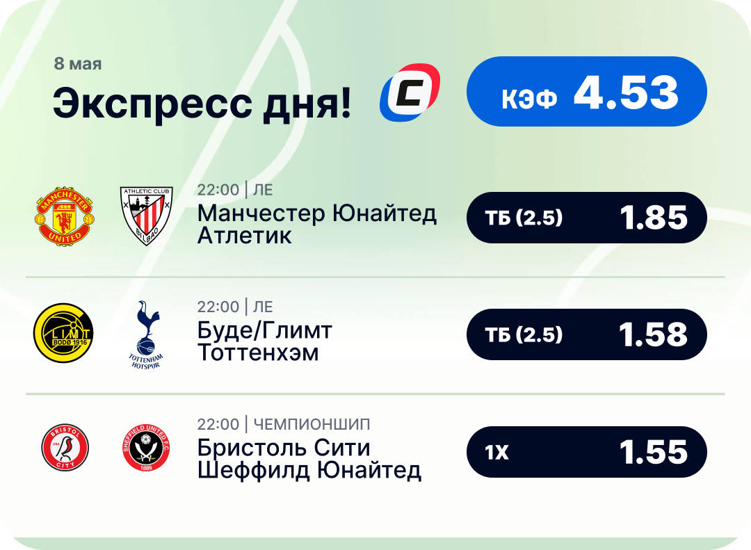 Футбольный экспресс дня на 8 мая №1