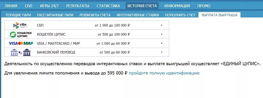 Вывод средств в БК Бетсити