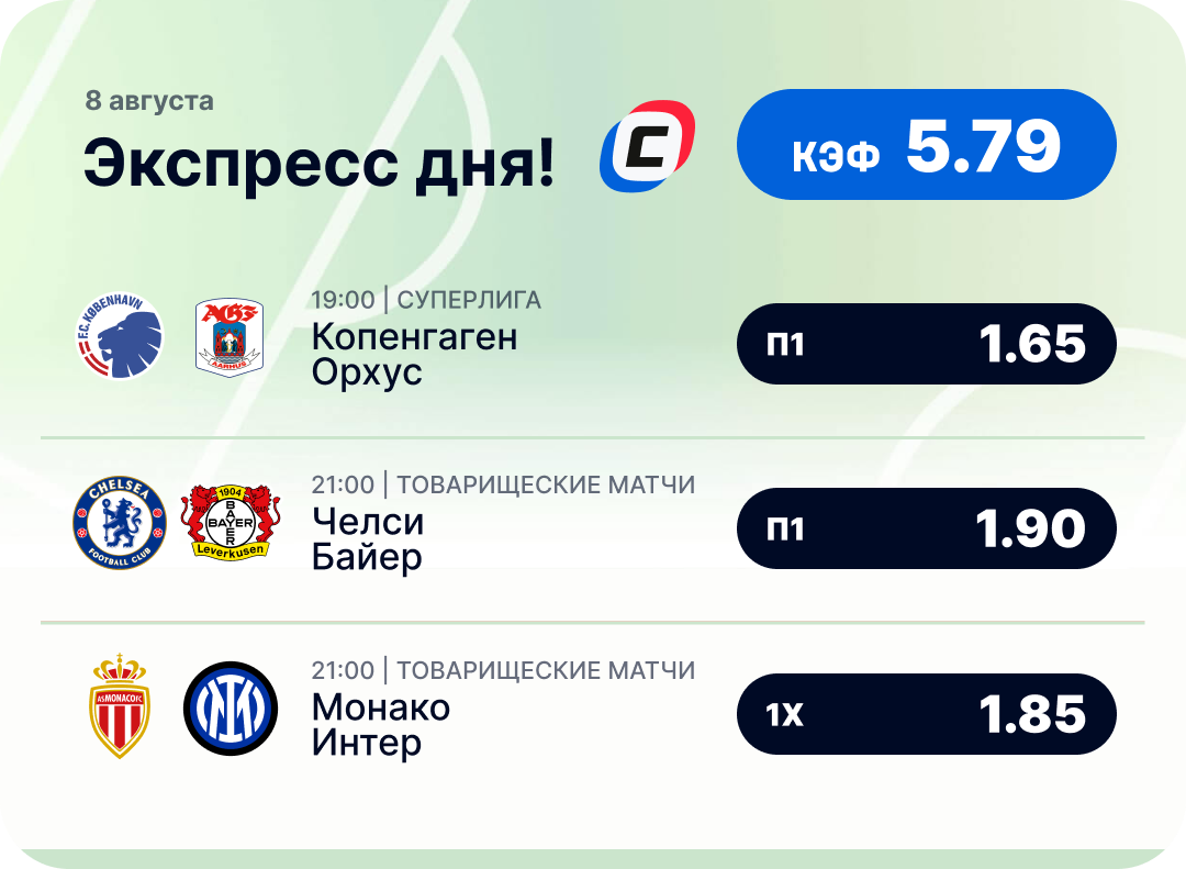 Футбольный экспресс дня на 8 августа №2