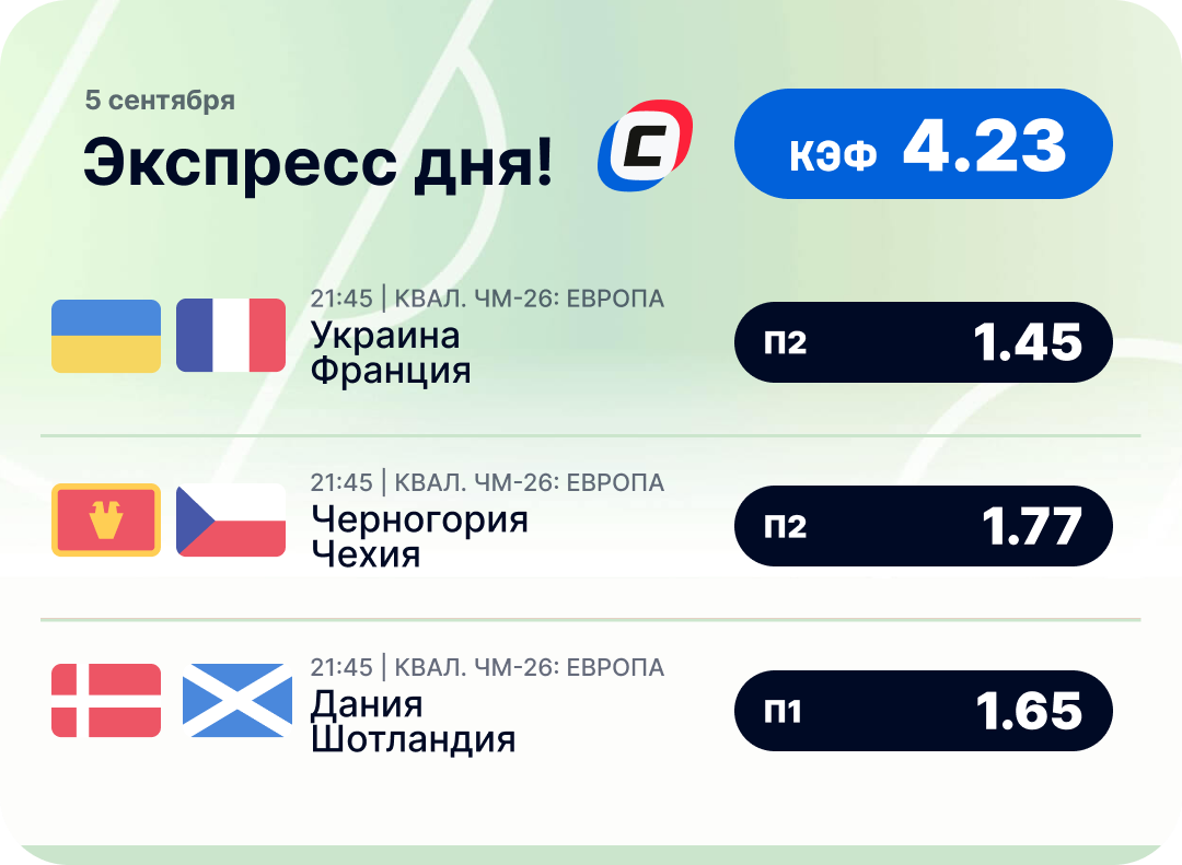 Футбольный экспресс дня на 5 сентября №2