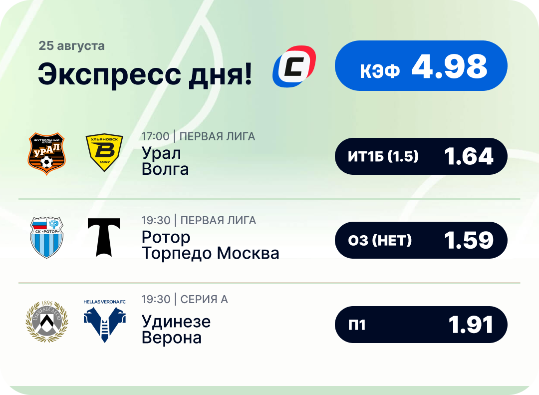 Футбольный экспресс дня на 25 августа №2