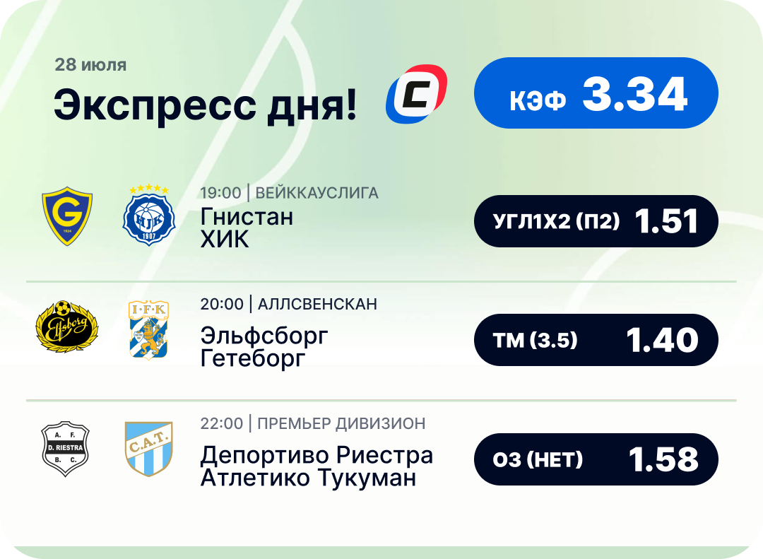 Футбольный экспресс дня на 28 июля №2