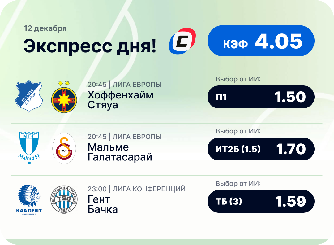 Футбольный экспресс дня на 12 декабря №2