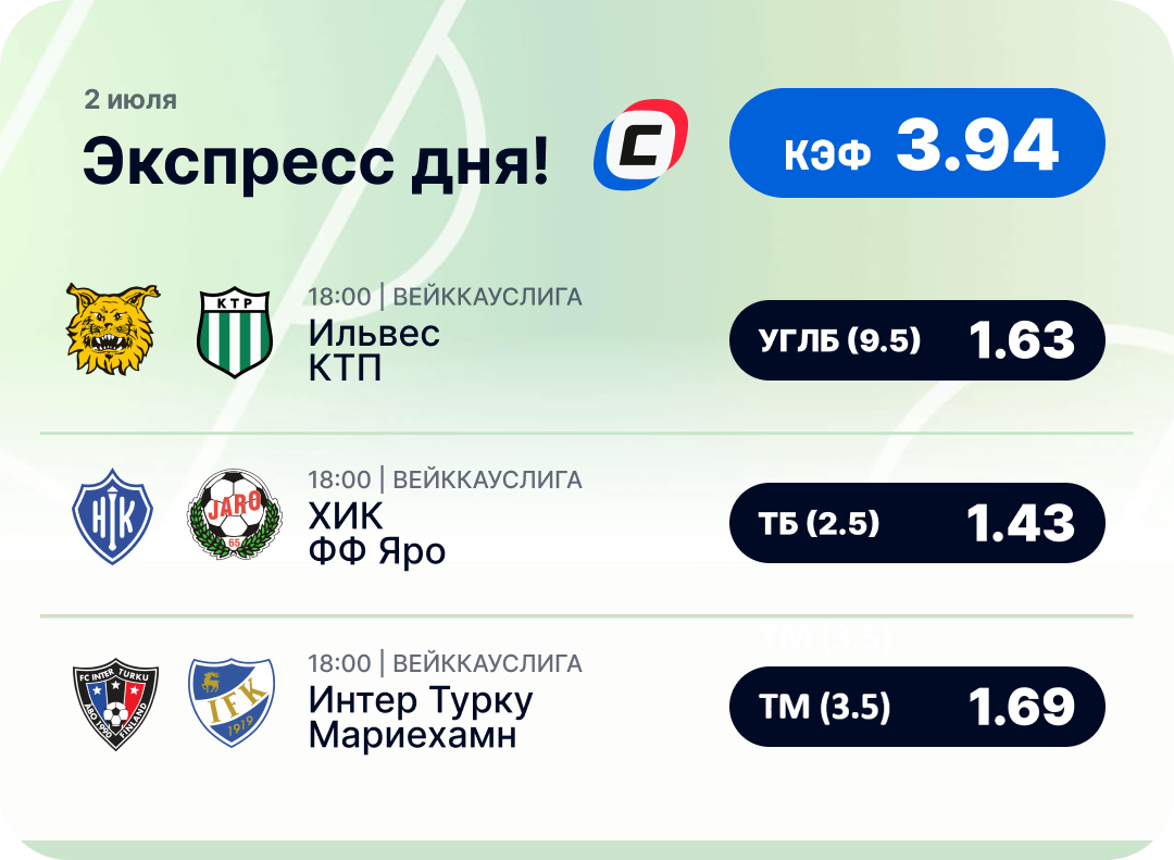 Футбольный экспресс дня на 2 июля №2
