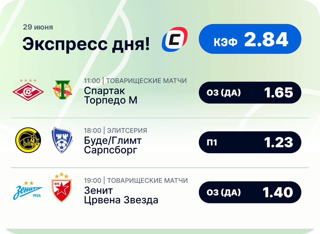 Футбольный экспресс дня на 29 июня №2