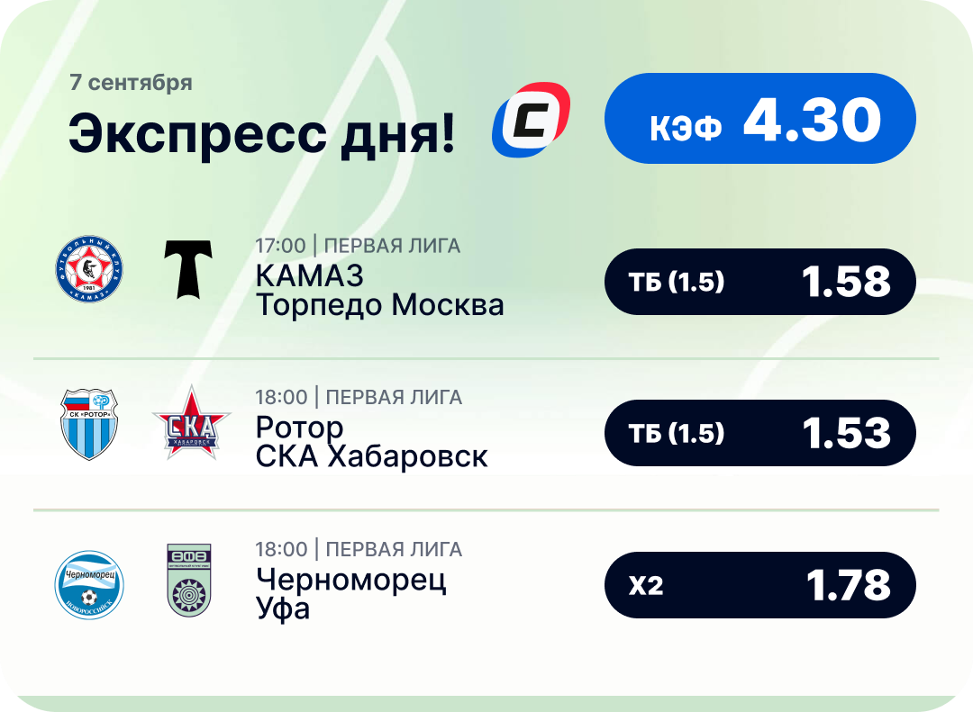 Футбольный экспресс дня на 7 сентября №1
