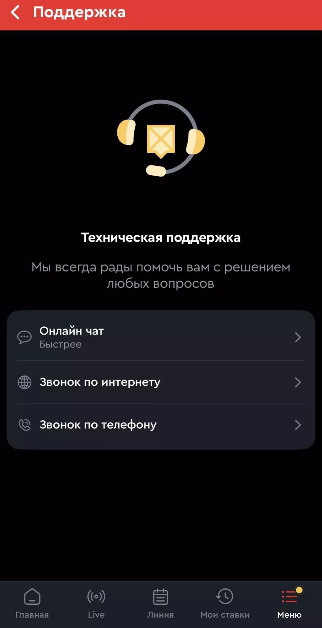 Способы поддержки в БК Олимп