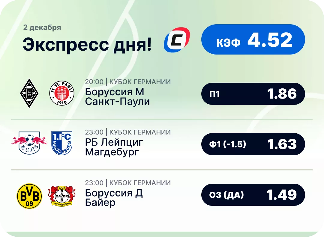 Футбольный экспресс дня на 2 декабря №2