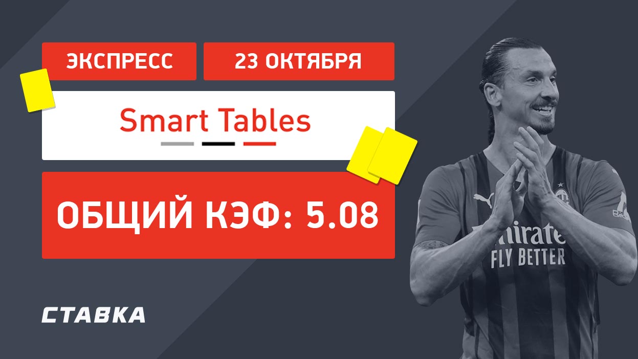 Экспресс от Smart Tables на 23 октября с коэффициентом 5.08