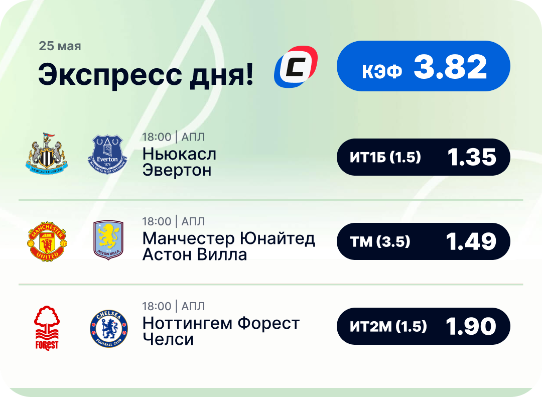 Футбольный экспресс дня на 25 мая №1