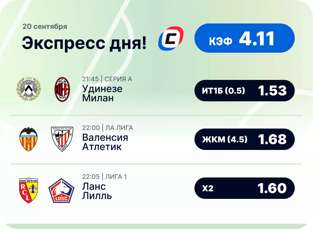 Футбольный экспресс дня на 20 сентября №2