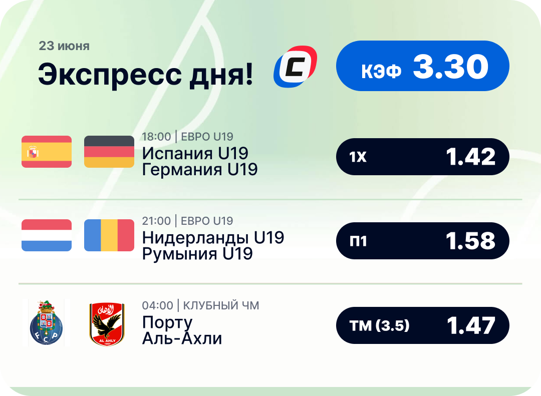 Футбольный экспресс дня на 23 июня №2