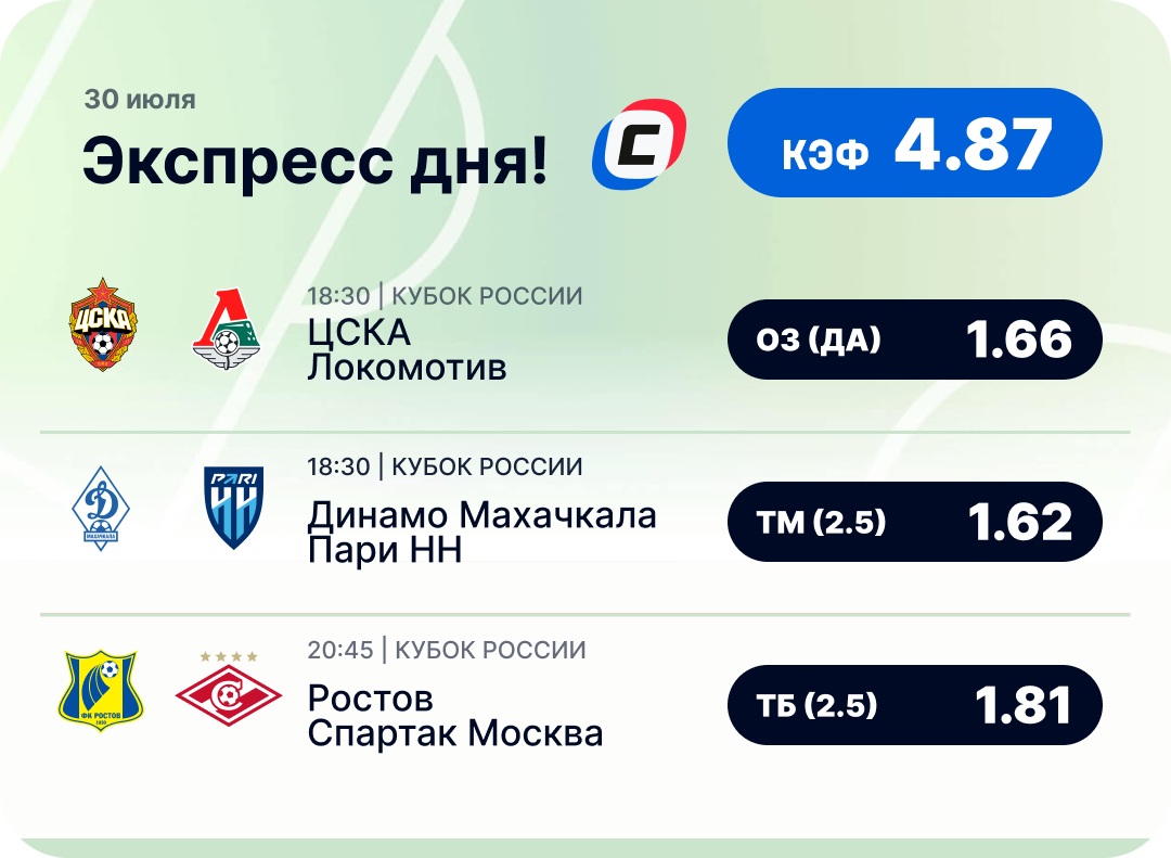 Футбольный экспресс дня на 30 июля №2