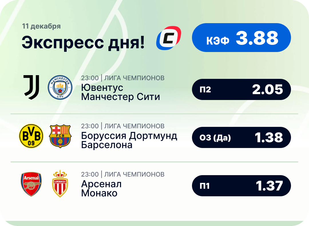 Футбольный экспресс дня на 11 декабря