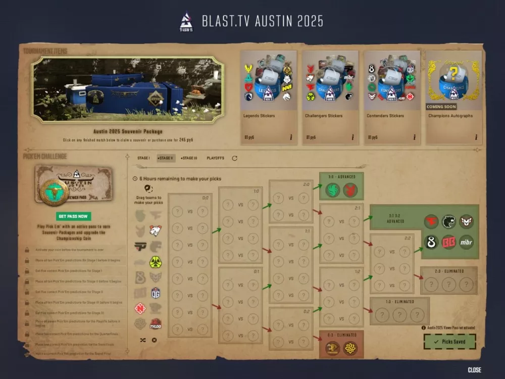 Pick’Em Challenge от СТАВКА TV на BLAST Austin Major 2025 Stage 2 по CS2