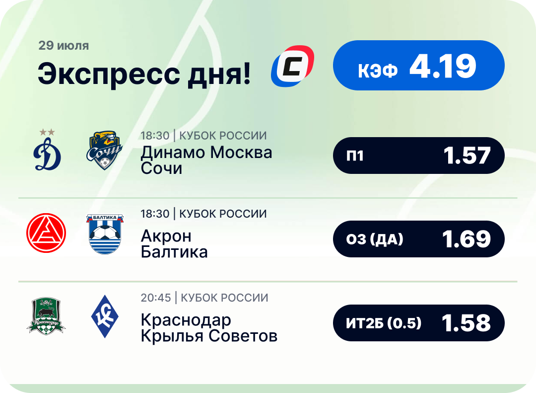 Футбольный экспресс дня на 29 июля №2
