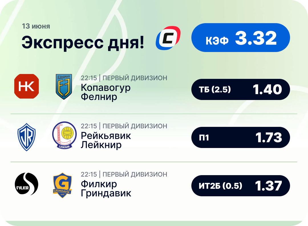 Футбольный экспресс дня на 13 июня №2