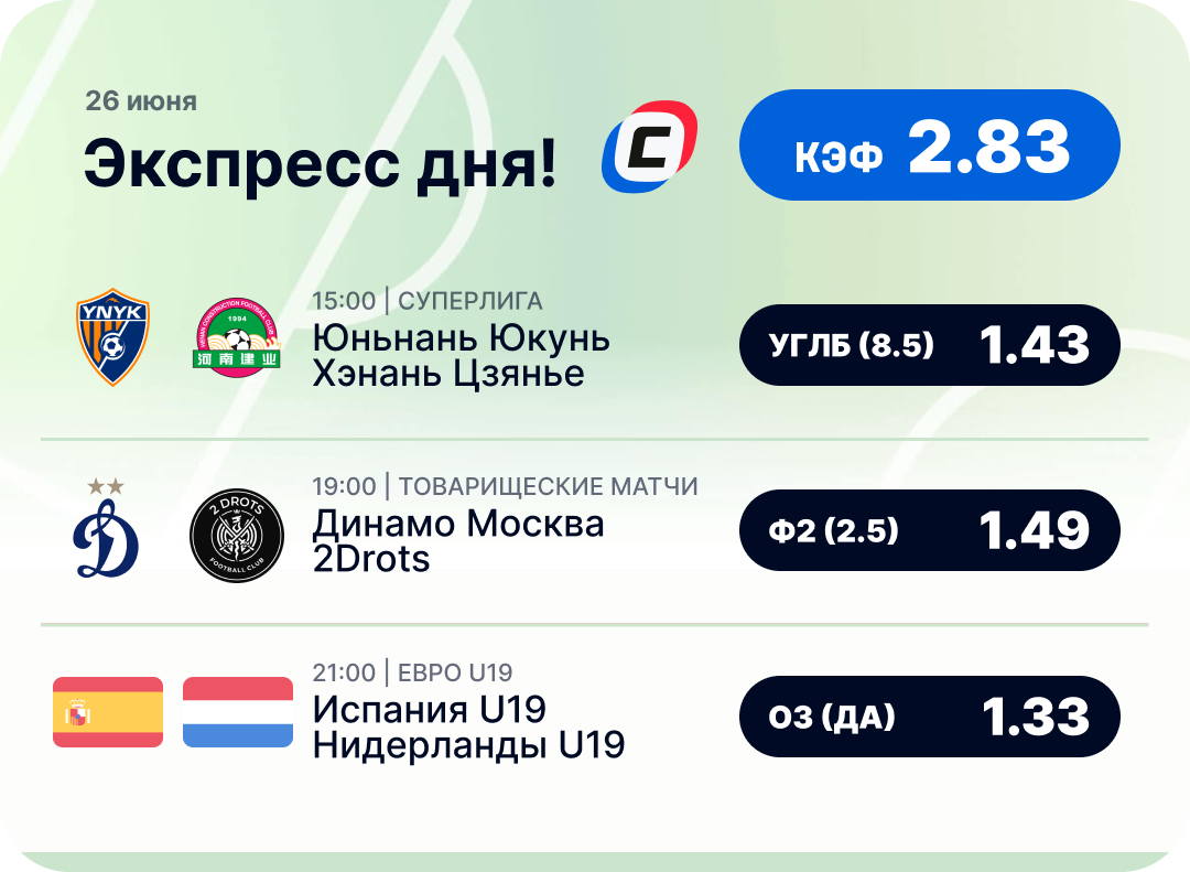 Футбольный экспресс дня на 26 июня №2