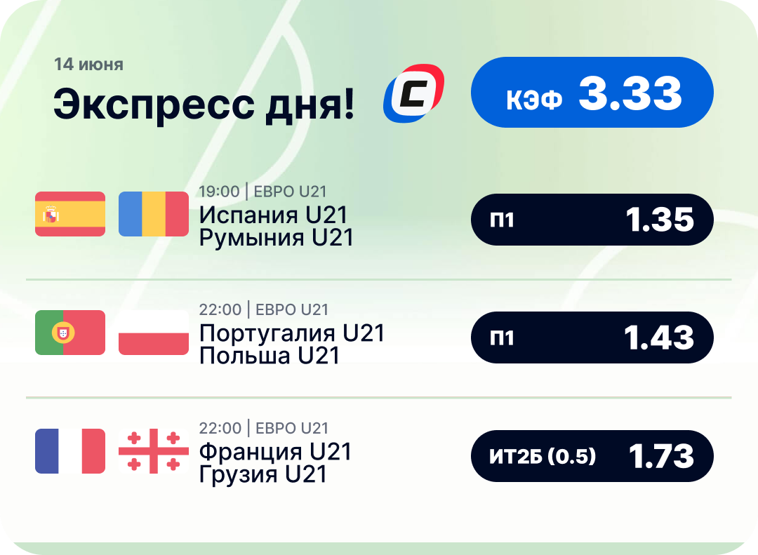 Футбольный экспресс дня на 14 июня №1