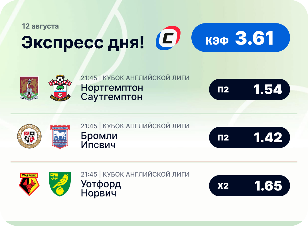 Футбольный экспресс дня на 12 августа №2