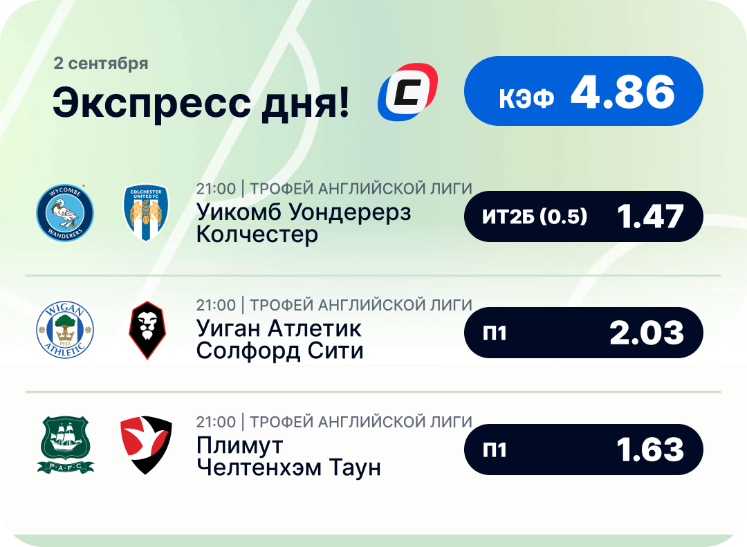 Футбольный экспресс дня на 2 сентября