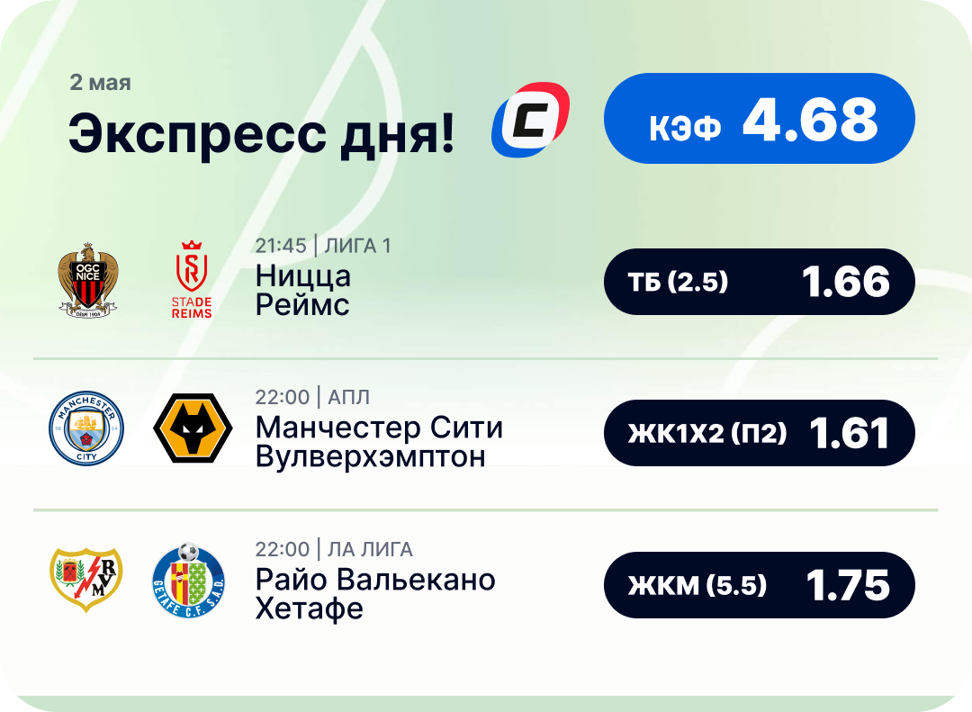 Футбольный экспресс дня на 2 мая №2