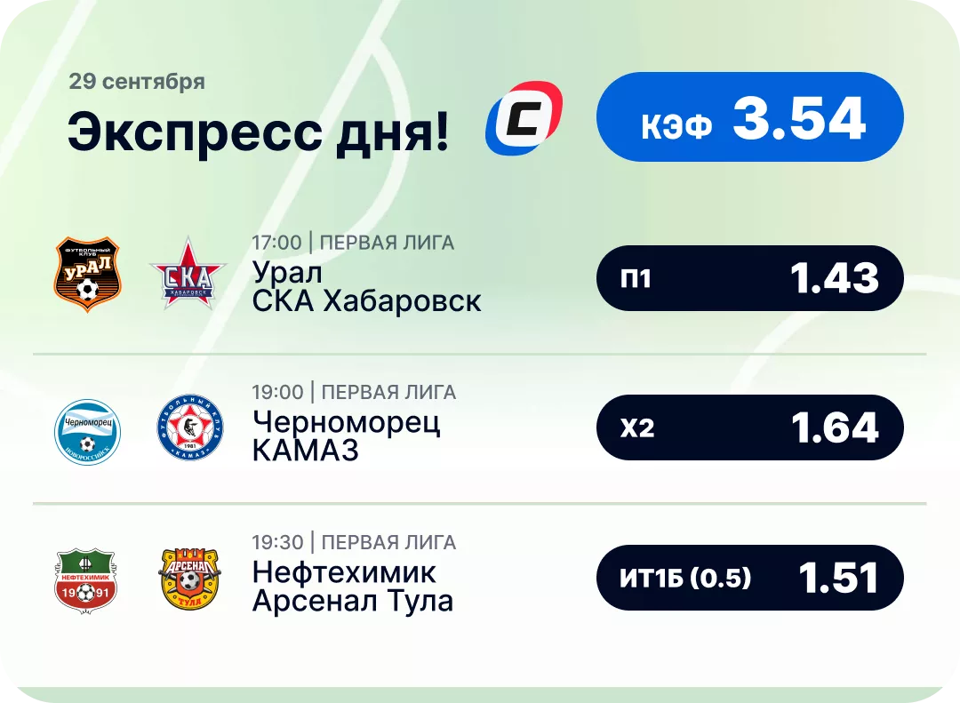 Футбольный экспресс дня на 29 сентября №1
