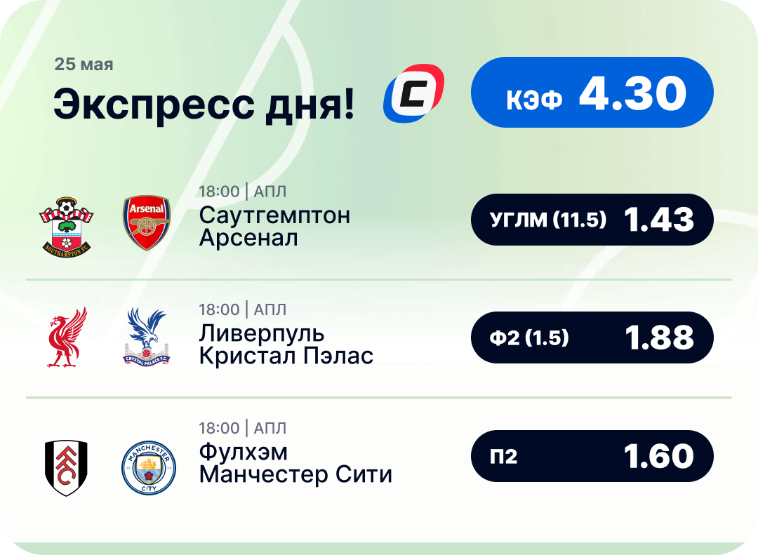 Футбольный экспресс дня на 25 мая №2