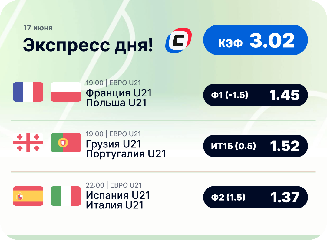 Футбольный экспресс дня на 17 июня №2