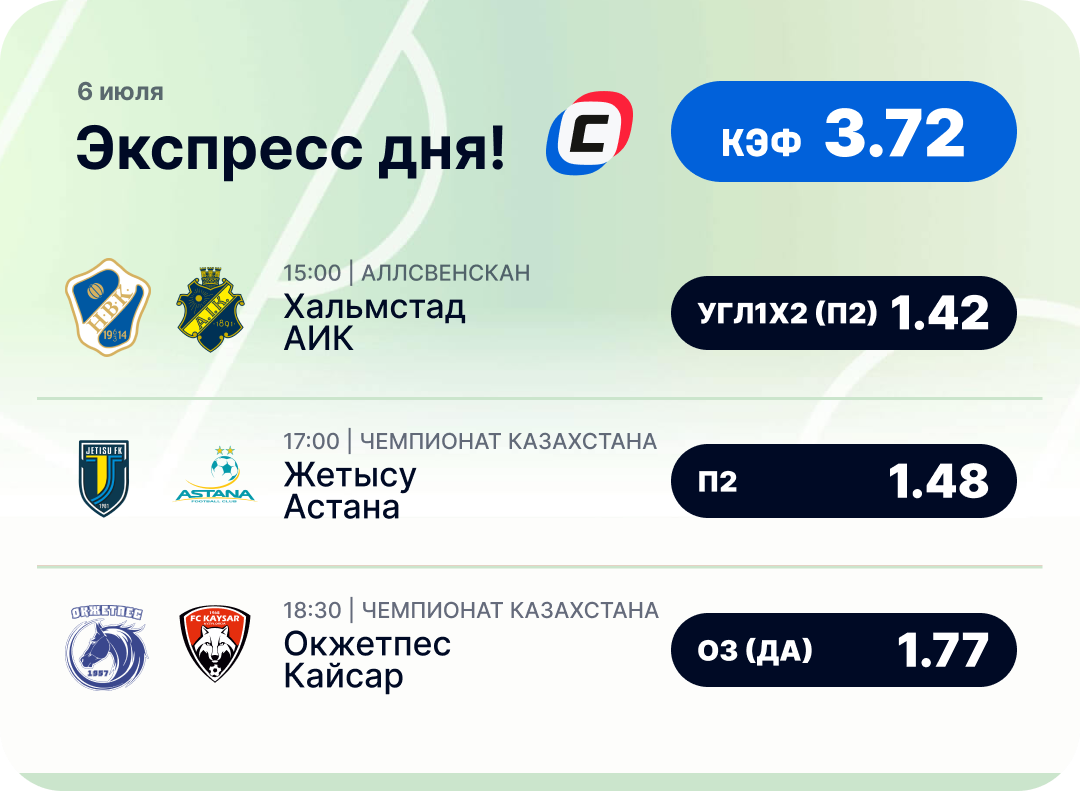 Футбольный экспресс дня на 6 июля №2