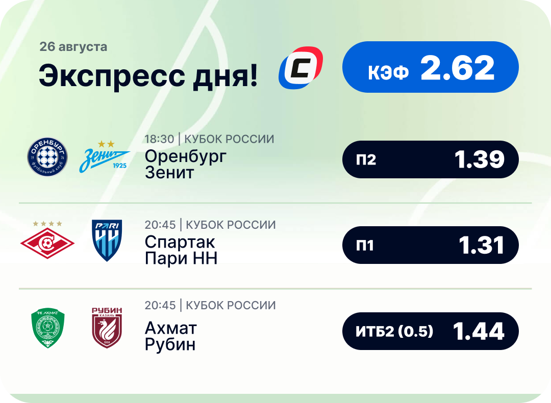 Футбольный экспресс дня на 25 августа №2