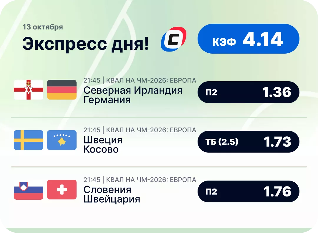 Футбольный экспресс дня на 13 октября
