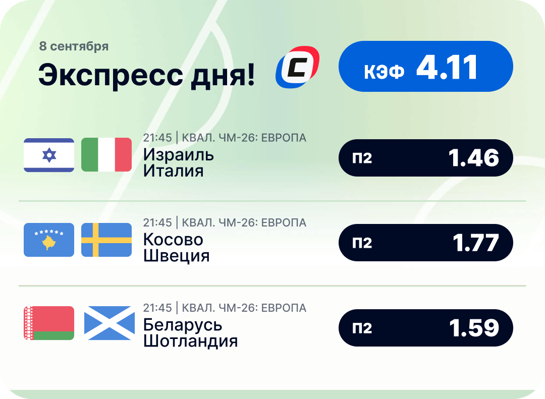 Футбольный экспресс дня на 8 сентября №2