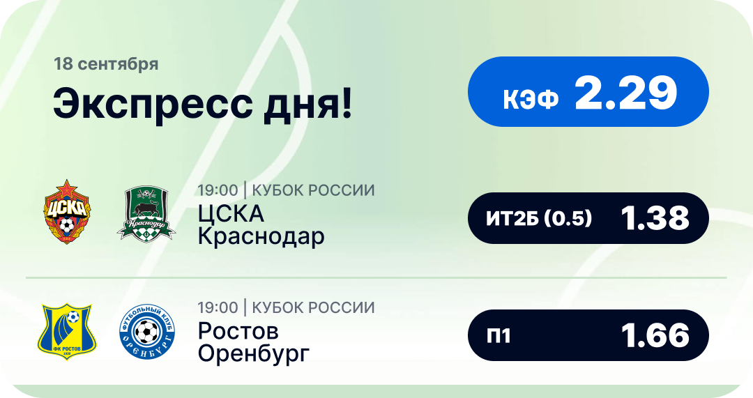 Футбольный экспресс дня на 18 сентября №2