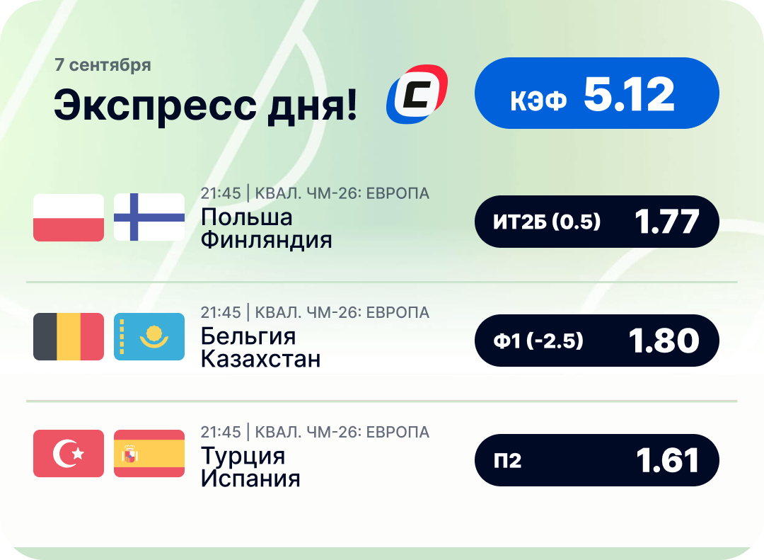 Футбольный экспресс дня на 7 сентября №2