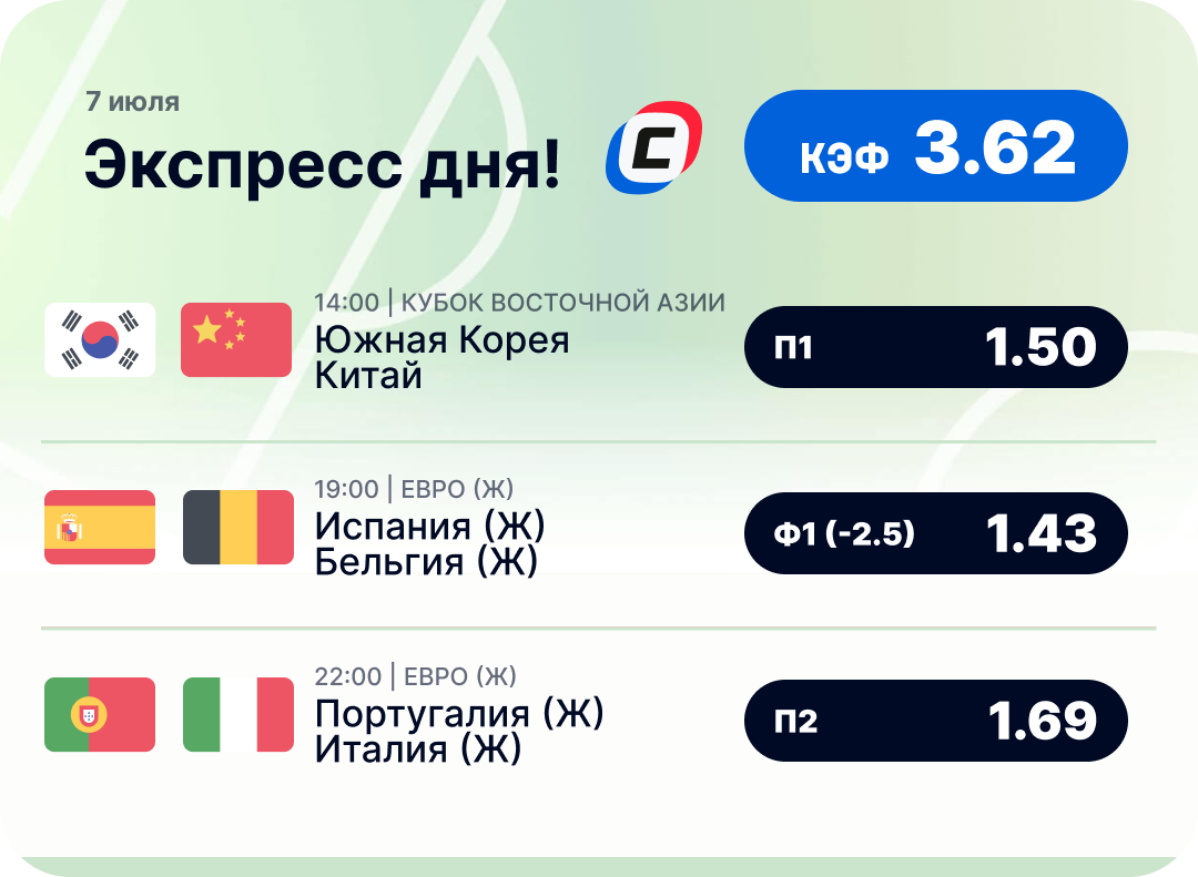 Футбольный экспресс дня на 7 июля №1