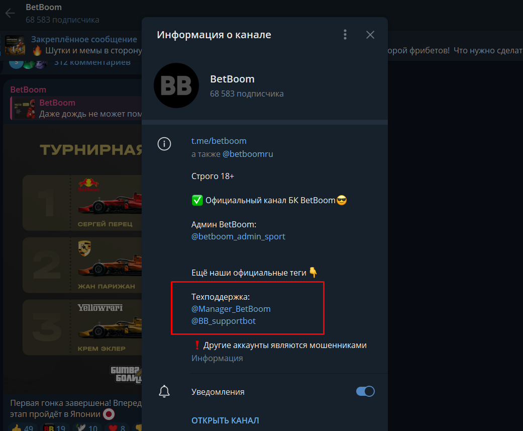 Служба поддержки БетБум
