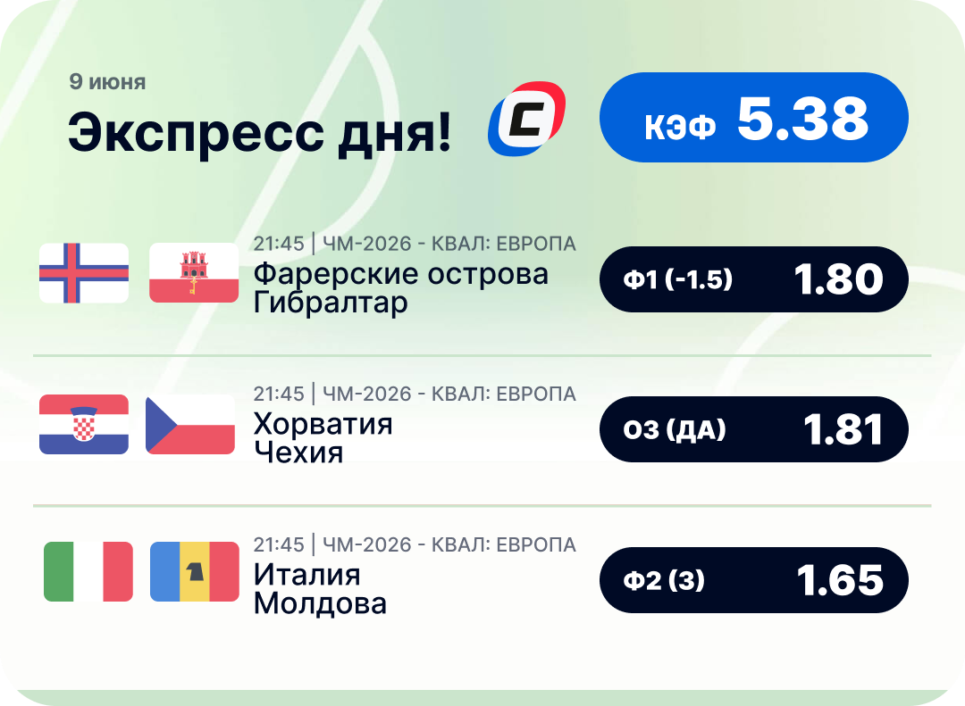 Футбольный экспресс дня на 9 июня №2