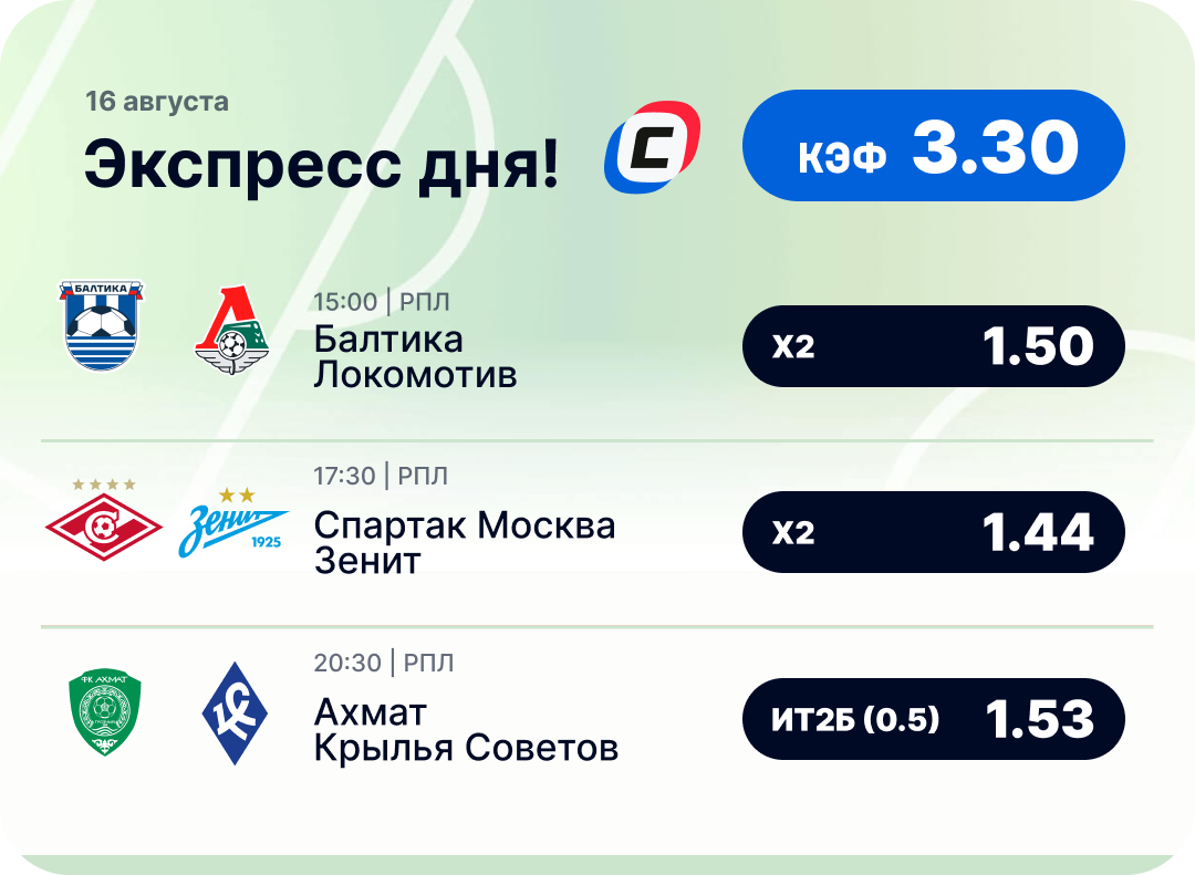 Футбольный экспресс дня на 16 августа №2