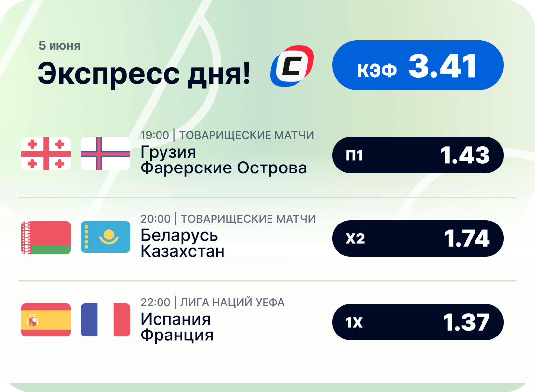 Футбольный экспресс дня на 5 июня №1