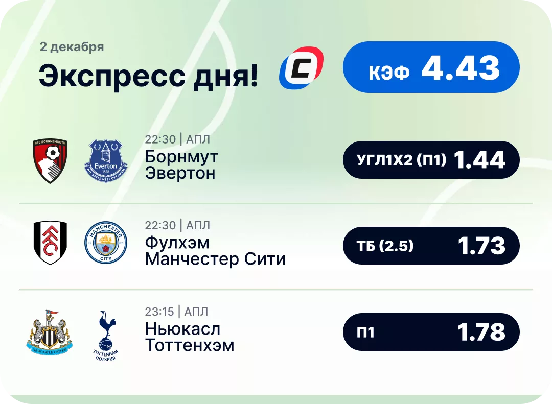 Футбольный экспресс дня на 2 декабря №1