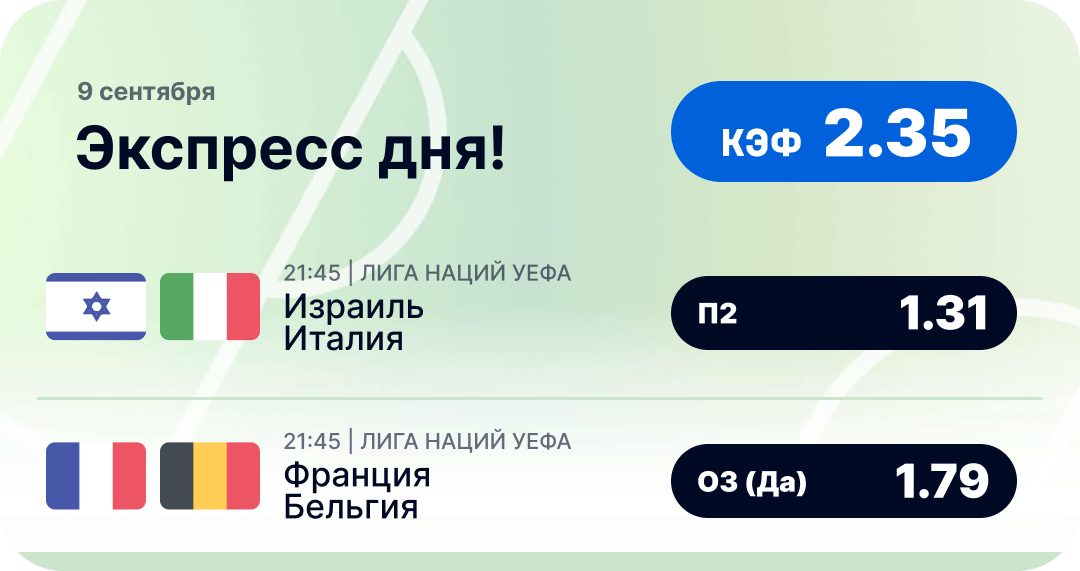 Футбольный экспресс дня на 9 сентября