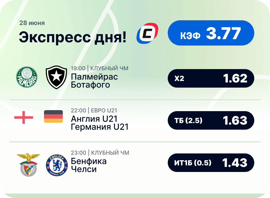 Футбольный экспресс дня на 28 июня №1