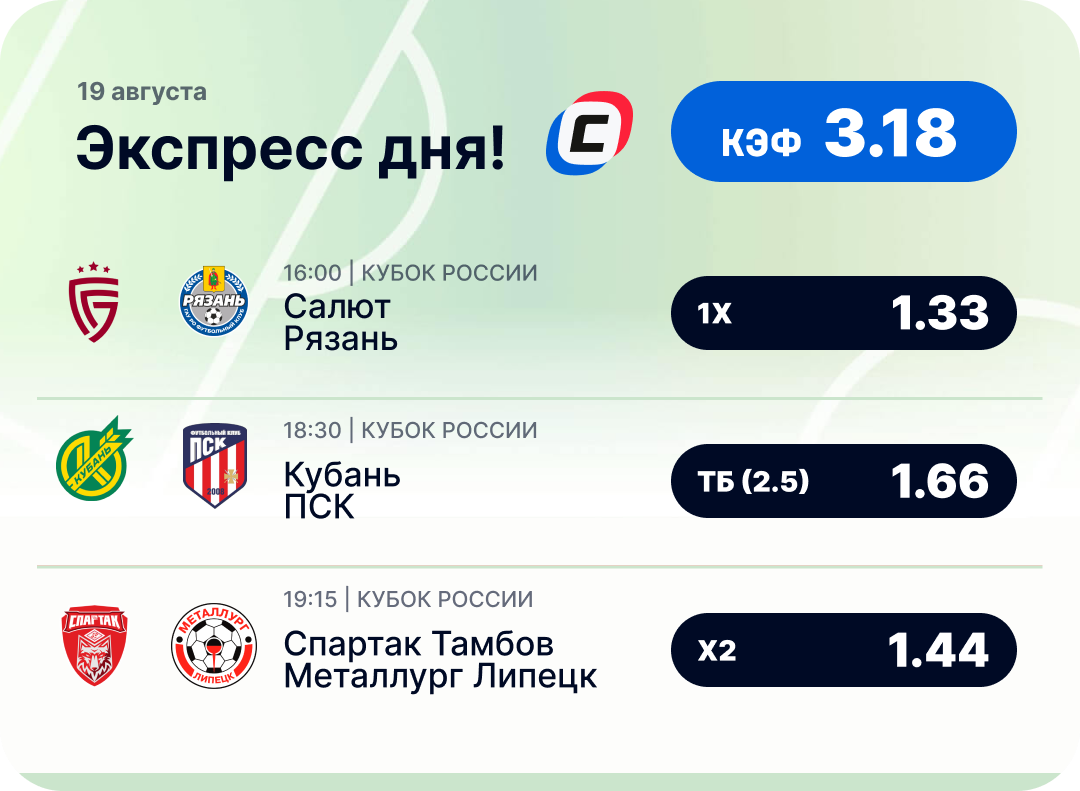 Футбольный экспресс дня на 19 августа №2