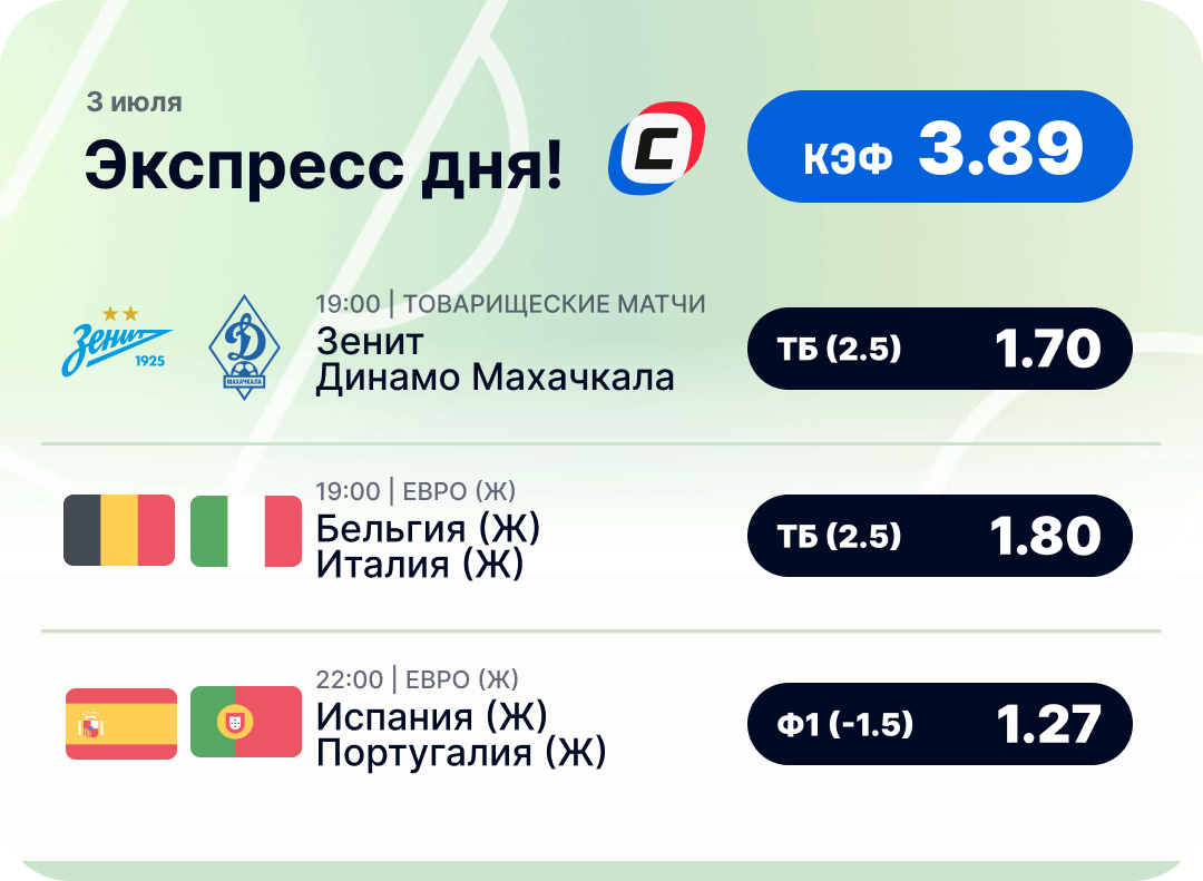Футбольный экспресс дня на 3 июля №1