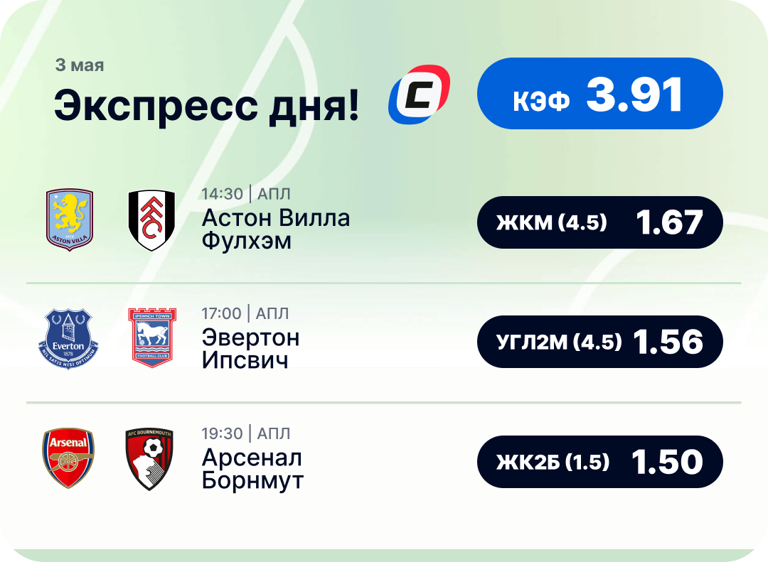 Футбольный экспресс дня на 3 мая №1
